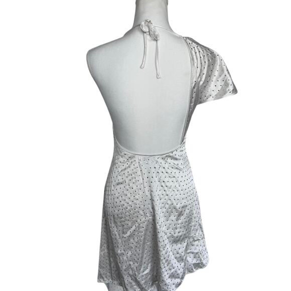 NWT WeWoreWhat Crystal Asym Dress Silky Charmeuse White - Picture 5 of 8